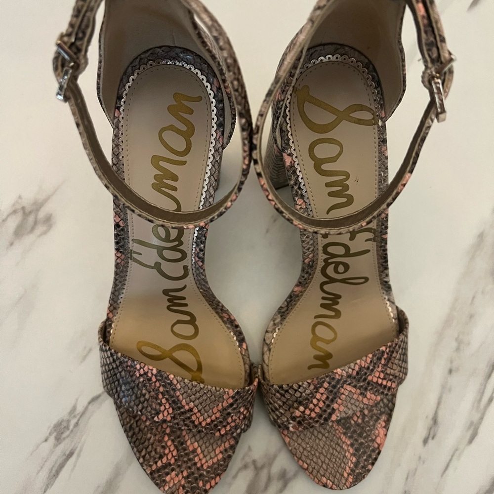 Sam Edelman Snakeskin Heels with Pink Accents